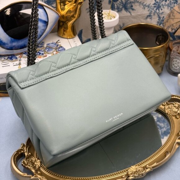🆕 KURT GEIGER LONDON 🧿 NWT Leather Kensington Shoulder Bag, Pale Blue Grey - Picture 7 of 15